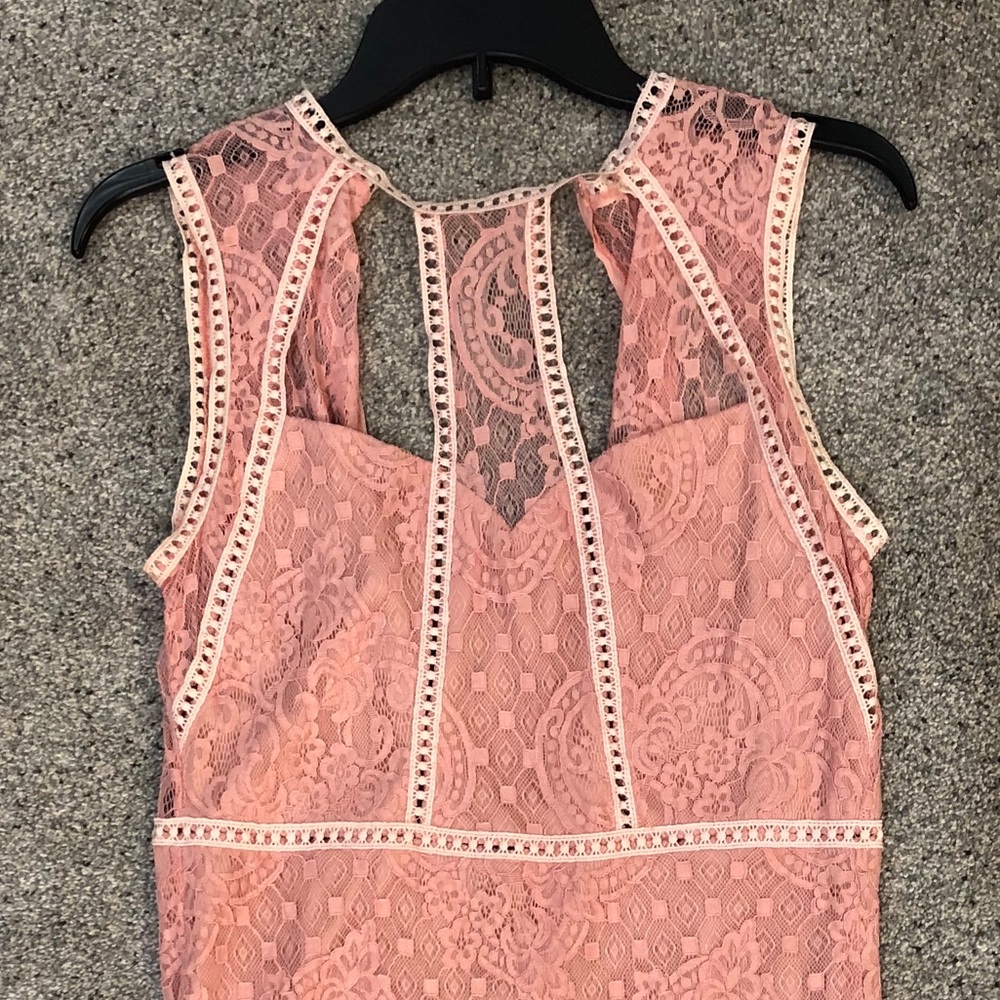 Gorgeous Lace Pink Cut Out Dress